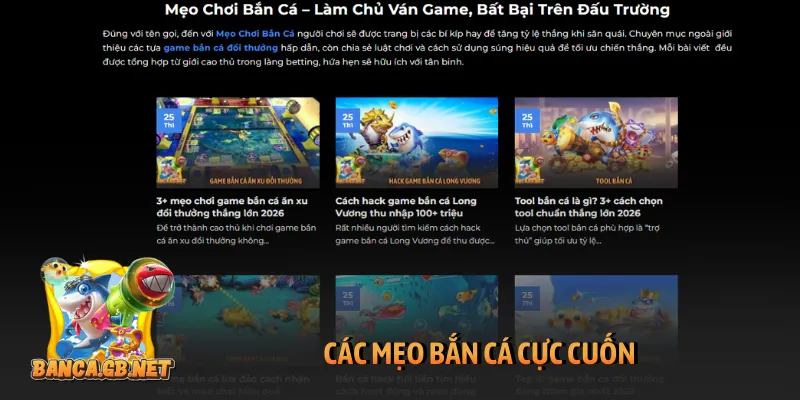 Bỏ túi mớ mẹo này, nhà cái chỉ có khóc thét vì mất tiền cho anh em 5 Các mẹo bắn cá cực cuốn