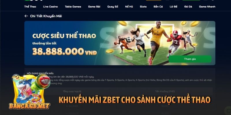 Khuyến mãi Zbet - Những ưu đãi 2026 không nên bỏ qua 4 Khuyến mãi Zbet cho sảnh cược thể thao