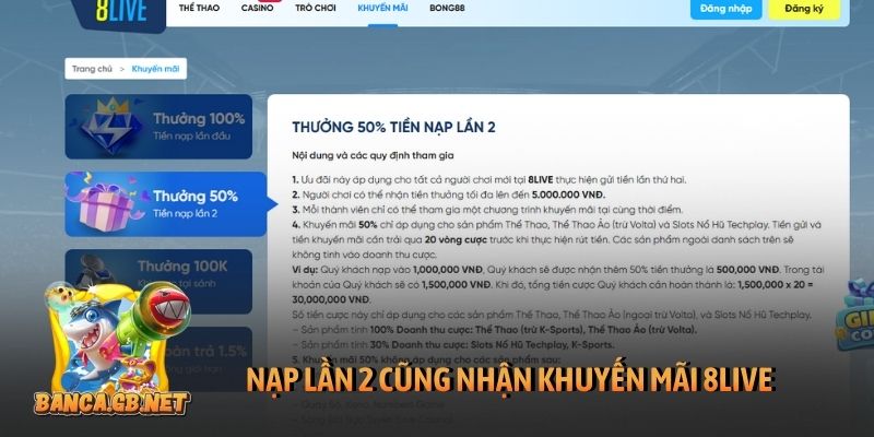 Khuyến mãi 8Live tháng này có gì mới? Cập nhật ngay kẻo lỡ 6 Nạp lần 2 cũng nhận khuyến mãi 8Live